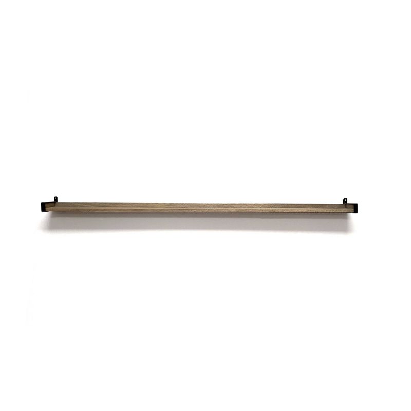 60&#34; Solid Wood Industrial Bracket Ledge Wall Shelf Metal Driftwood - InPlace, 1 of 4