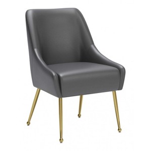 Dining Chair 32.7"H Gray & Gold – Faux Leather Seat with Gold Metal Legs, Modern Accent by Zuo Modern - 1 of 4