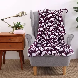 50"x60" Printed Velvetloft Elephant Parade Throw Blanket Purple - Berkshire Blanket & Home Co.