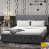 Jojoka Upholstered Bed Frame with Adjustable Headboard, Type-C & USB Ports, Linen Platform, Wooden Slats, No Box Spring Needed, Light Gray - 4 of 4