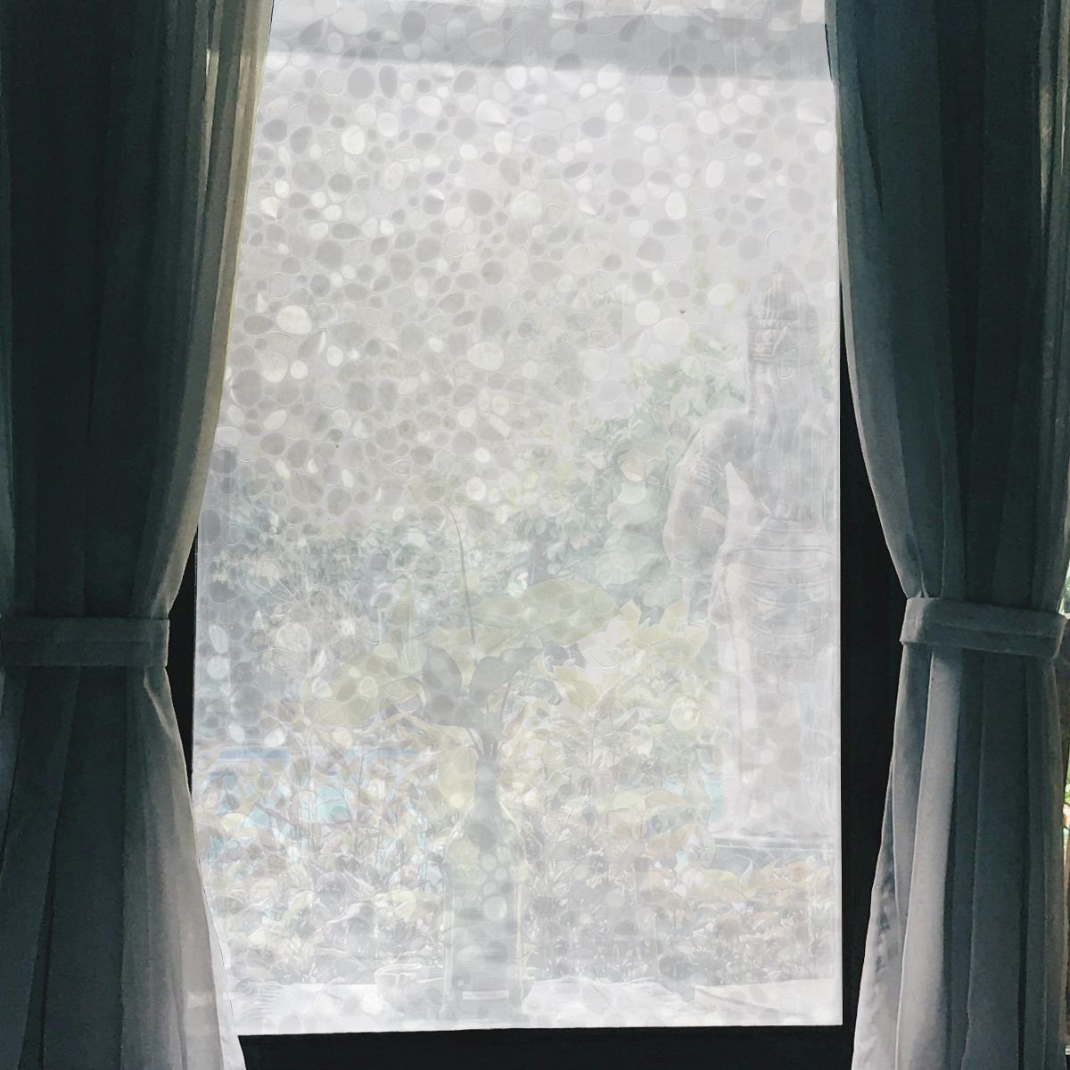 Unique Bargains Cobblestones Pattern Window Privacy Film 196.85"L x 17.72"W Clear 1 Pc