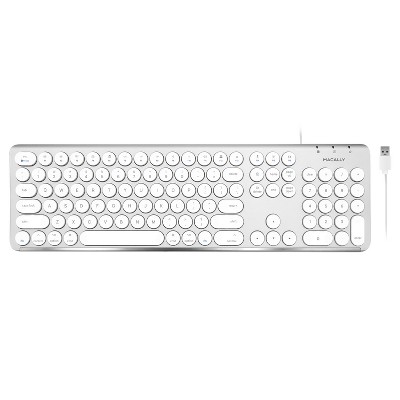 Macally Wired USB 106 Round Key Scissor Rechargeable Keyboard
