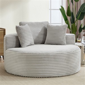 RISOKEYS Round Sofa Bed - Memory Foam Sectional Couches for Living Room, Cloud Couch with Three Pillows - 1 of 4