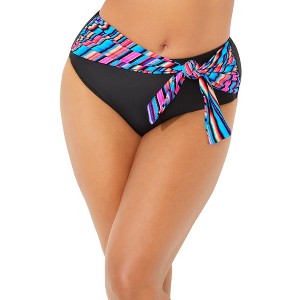 Swimsuits for All Women's Plus Size High Waist Sash Bikini Bottom - 1 of 3