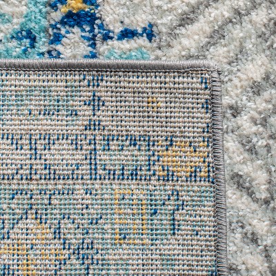 Gray and Turquoise Synthetic Easy Care Runner Rug