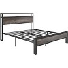 AMERLIFE Bed Frame with Drawers, LED, Bookcase Headboard, Charging, Shelves - 2 of 4