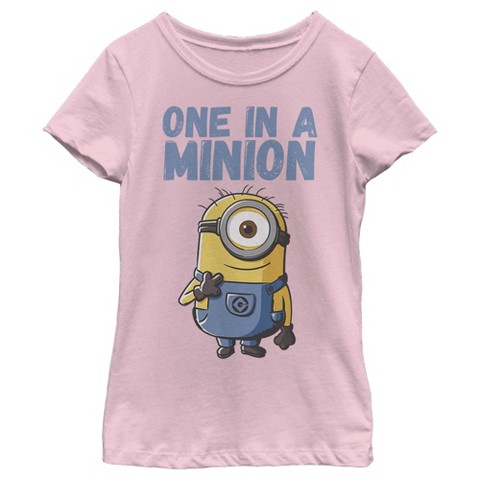 Despicable Me Girl's Despicable Me Cute One in a Minion T-Shirt - Light Pink - Medium