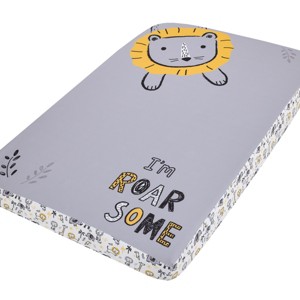 Little Love by NoJo Roarsome Lion Grey and Gold Photo Op Fitted Mini Crib Sheet - 1 of 4