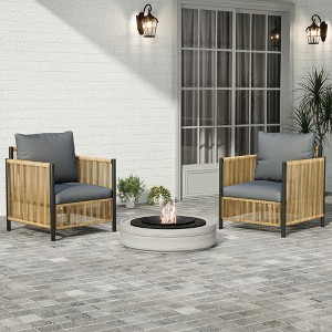 SKRAN New Comming Outdoor Patio Brown PE Wicker Sofa Set   with Grey Cushion for Backyard Poolside Garden - 1 of 4