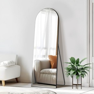 Spassway Arched Wood Full Length Mirror with Bracket Decorative Freestand Mirror Accent Wall Mirror for Living Room Bedroom Black - 1 of 4
