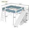 KWPZQEB Loft Bed, Solid Wood Loft Bed with High Guard Rail, Storage Shelves & Cabinet, Low Loft Bed Frame with Detachable Slide & Ladders - 4 of 4