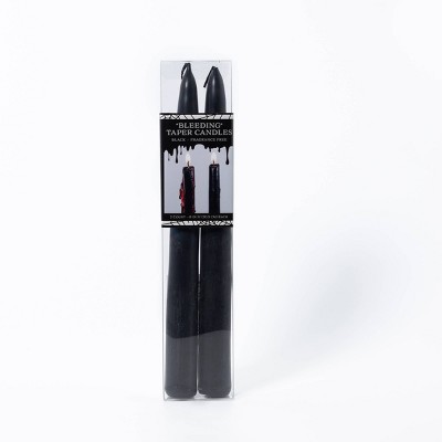 2pk 8" Bleeding Taper Candles Black - Bullseye's Playground™