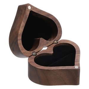 Unique Bargains Heart Shaped Wooden Ring Holder Boxes Jewelry Storage - 1 of 4