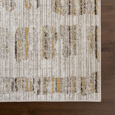 Maemi Abstract Beige and Gold 4' x 6' Washable Rug
