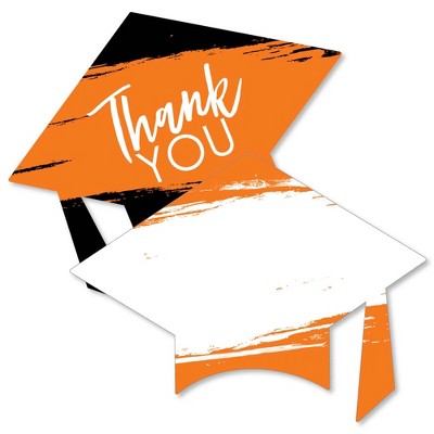 Big Dot of Happiness Orange Grad - Best is Yet to Come - Shaped Thank You Cards - Orange Grad Party Thank You Note Cards with Envelopes - Set of 12