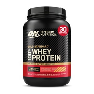 Optimum Nutrition Gold Standard 100% Whey Protein Powder, Strawberry Banana, 2 Pound (Packaging May Vary) - 1 of 4