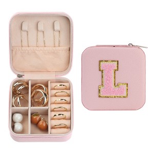 Unique Bargains Travel Letter Design Mini PU Leather Jewelry Box for Women's Girls' Birthday Gift - 1 of 4