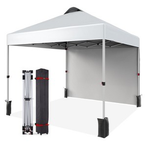 10x10 Ft Pop Up Canopy Tent w/Sidewall, Instant Portable Shelter w/Vented Roof Wheeled Carry Bag, Outdoor Sun Shade for Beach, Camping, Patio - 1 of 4