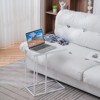 Slickblue C Shaped Sofa Side Table, White MDF Top with Iron Frame, Portable Snack Table for Bedroom Office - 2 of 4
