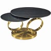 HomeRoots 32" Black And Gold Ceramic Tile And Metal Round Distressed Abstract Coffee Table - 4 of 4