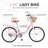 YONWAY 24 Inch Single Speed Folding Lady Bike , Durable Steel Frame Cruiser Bike,with Dual Brakes,Basket & Rear Rack  for Commuting - 4 of 4