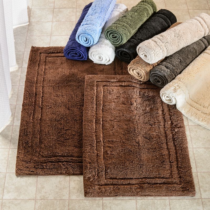 Non-Slip Machine Washable Solid Cotton 2 Piece Bathroom Rug Set by Blue Nile Mills, 5 of 7
