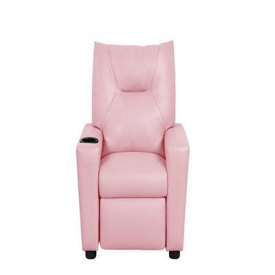 GlasFlength Sofas Kids Recliner Chair with Convenient Cup Holder Playful with Practical for Playrooms and Bedrooms, Pink, 20.5"*23"*28"