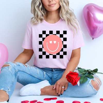 Simply Sage Market Valentines Pink Smiley Short Sleeve Tee - M - Pink