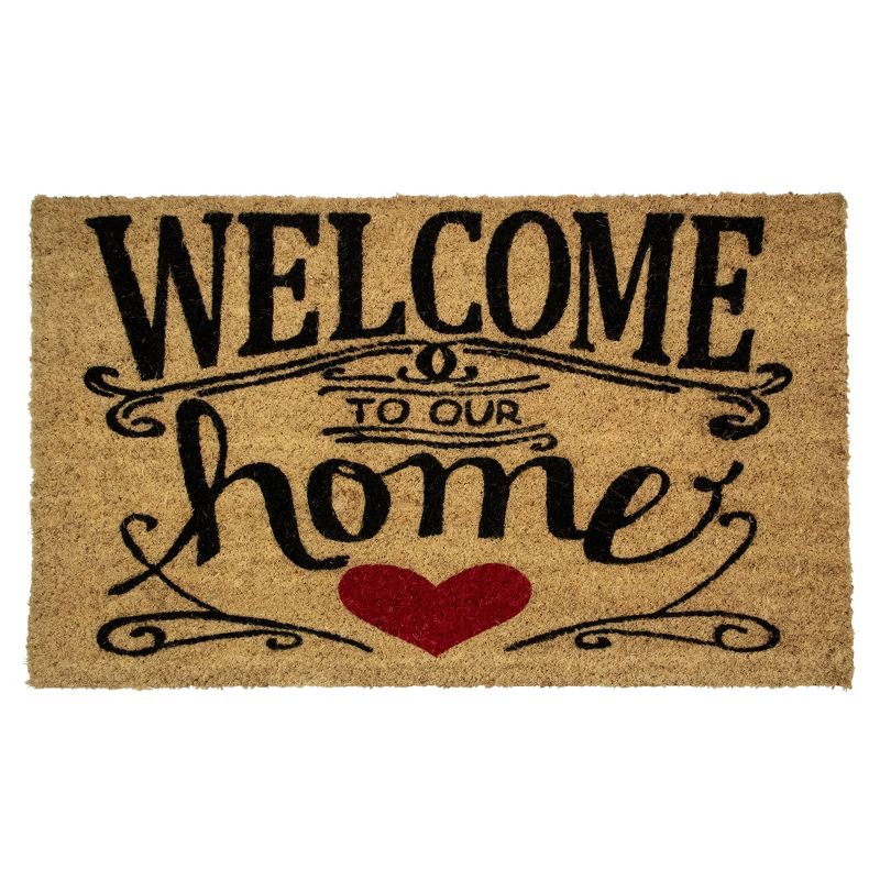 Northlight Natural Coir "Welcome To Our Home" Doormat 18" x 30", 1 of 6