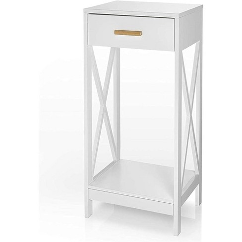 Prosumers Choice Modern Side Table and Nightstands with Single Drawer Storage, White - image 1 of 4