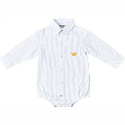 Boy's Boys' Crown Embroidered Shirt Onesie - Petit Confection