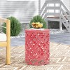 Lyngins Modern Iron Patio Side Table with Floral Cut Design, Cylindrical Outdoor End Table, Iron-cut Outdoor End Table for Patio - 3 of 4