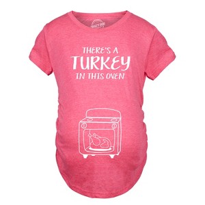Maternity Theres A Turkey In This Oven Pregnancy T Shirt Funny Thanksgiving Tee - Crazy Dog Maternity T Shirt - 1 of 4