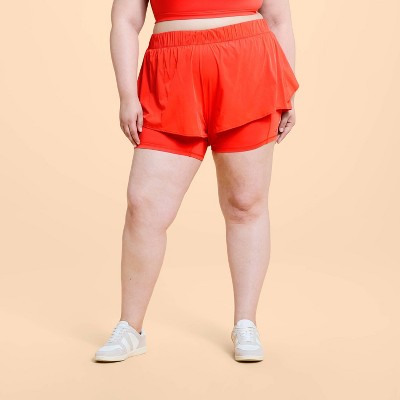 Blogilates Women's Ruffle Woven Mid-Rise Shorts