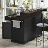53.2" Two-Tier Kitchen Island Bar Cabinet, Farmhouse Kitchen Island Cart Rolling Table, Power Outlet & Adjustable Shelves - ModernLuxe - 3 of 4