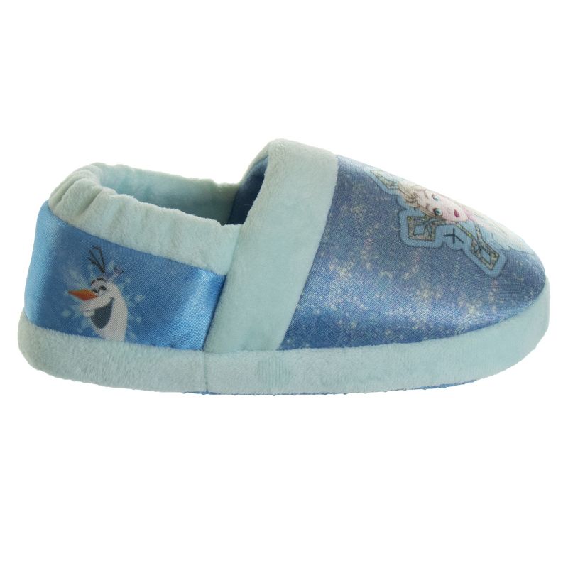 Disney Frozen Girl Slippers - Elsa and Anna Plush Lightweight Warm Comfort Soft Aline House Shoes  Ice Blue (sizes 5-12 Toddler-Little Kid), 4 of 9