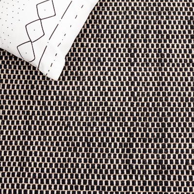 Vermont Black Handwoven Wool 5' x 8' Area Rug