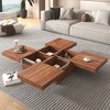 Vynxaria Series 39.4 in. Walnut Square MDF End Table with Marble Veneer and Sliding Top - 4 of 4