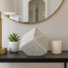 Modern Pinstripe Cube Sculpture or Figurine Accent for Home Decor - Perfect for Bathroom, Office, or Living Room Decor -4", White - 2 of 4