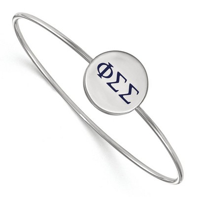 Black Bow Jewelry Sterling Silver Phi Sigma Sigma Greek Life Bangle Bracelet 7 Inch
