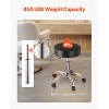 VEVOR Rolling Stool with Wheels, 450 LBS Weight Capacity Round Rolling Stool Chair, Height Adjustable Thickened PU Leather Swivel Stool, Black - 4 of 4