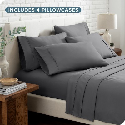 Full Gray 6-Piece Microfiber Sheet Set with Extra Pillowcases