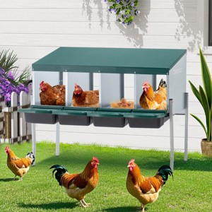 Compartment Roll Away Chicken Nesting Box,Galvanized Steel Egg Laying Box for Hens,Wall Mount–LAOTIES - 1 of 4