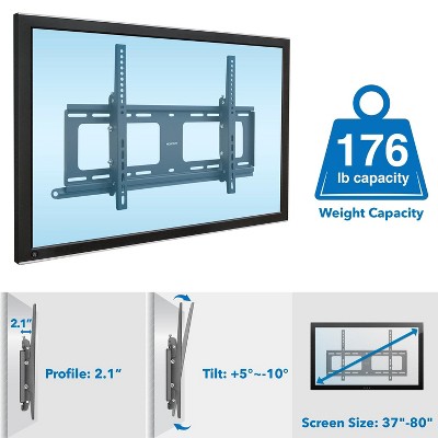 Weatherproof Black Steel Lockable Tilting TV Wall Mount for 37-80 Inch Screens