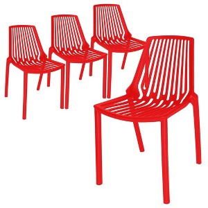 LeisureMod Acken Plastic Stackable Dining Chair Set of 4 - 1 of 4