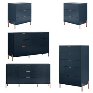Festivo 5pc Modern Elegance Bedremm Chest and 2 Dressers and 3 Drawer Nightstands Set - 1 of 4