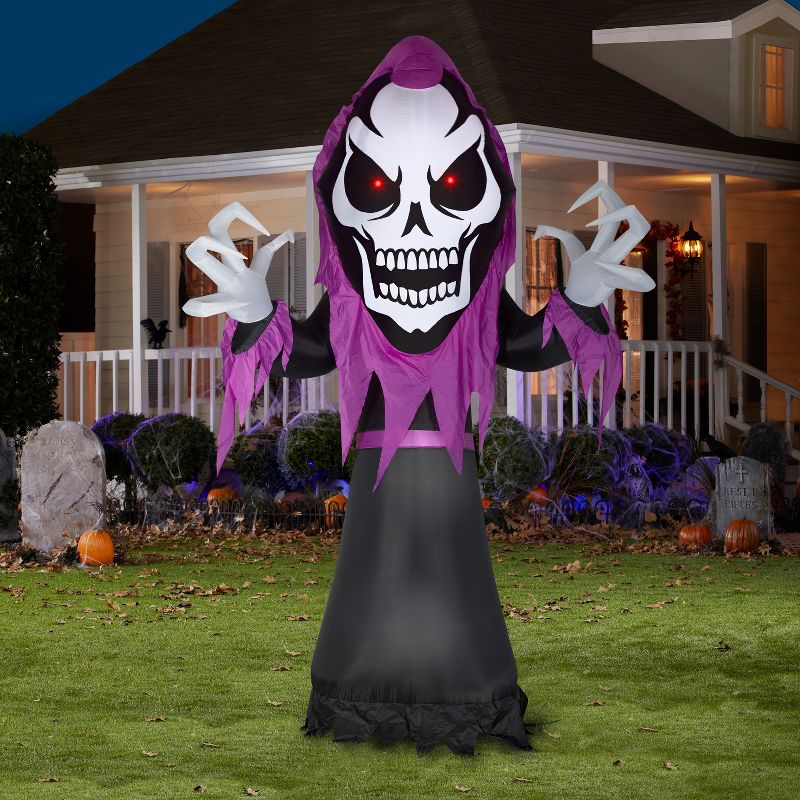 Gemmy Airblown Inflatable Skeleton Reaper w/Red LED Eyes Giant, 10.5 ft Tall, Multicolored, 2 of 4