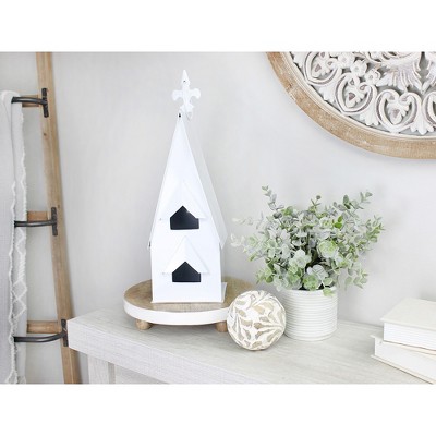 White Enamel Coated Cathedral Style Indoor/Outdoor Birdhouse