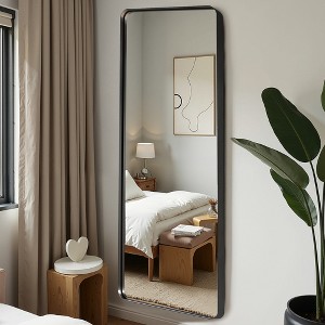 Wooakway Rectangle Metal Full Length Mirror Leaning Mirror Bathroom Vanity Mirror Accent Wall Mirror for Bedroom Living Room Gold/Black - 1 of 4