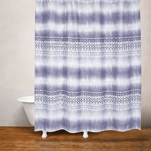 Tribe Vibe Shower Curtain Blue/White - Moda at Home - 1 of 4